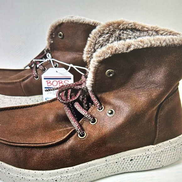 Sketchers Shoes bobs skipper Hang Glider Brown Faux fur Ankle boots New ! 🔥🔥 - Picture 9 of 11